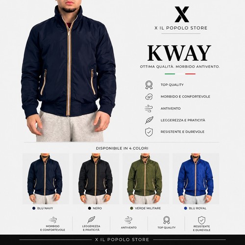 Giubbino uomo kway antivento - giubbino,
